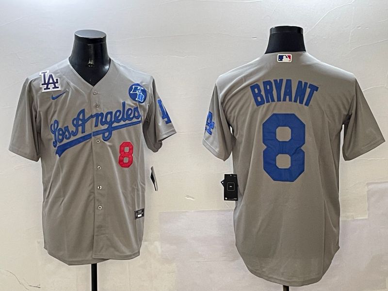 Men Los Angeles Dodgers 8 Bryant Grey Game 2025 Nike MLB Jersey style 2